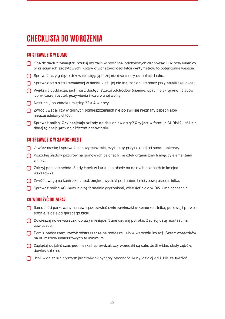 Strona e-booka z checklistą do wdrożenia