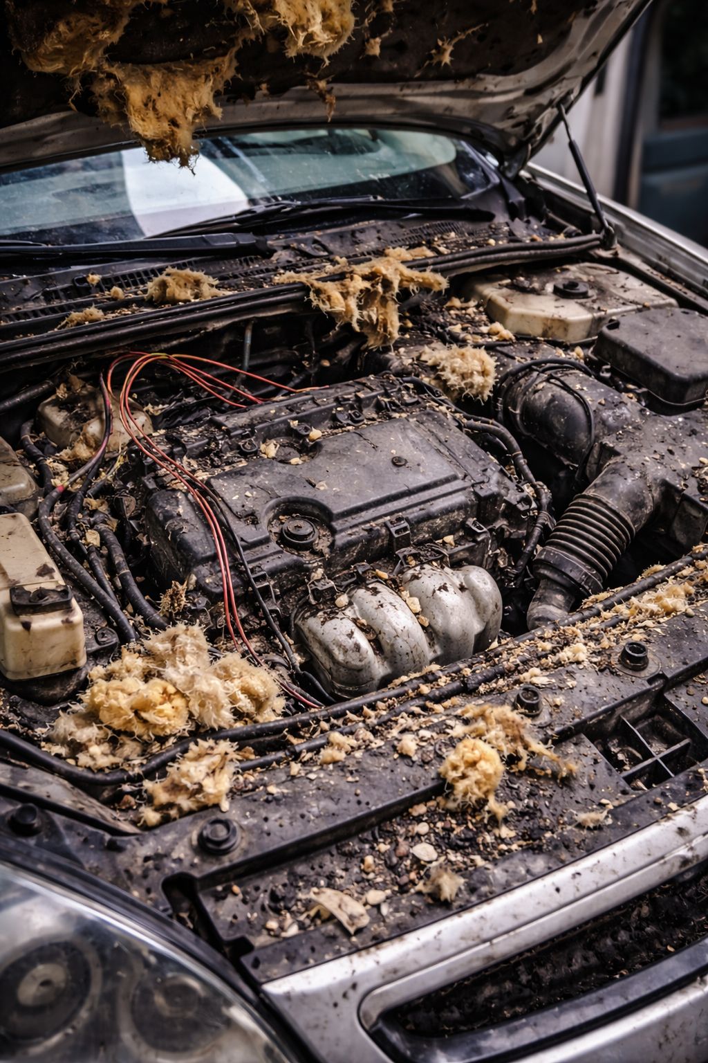 Zniszczenia w komorze silnika spowodowane przez kuny